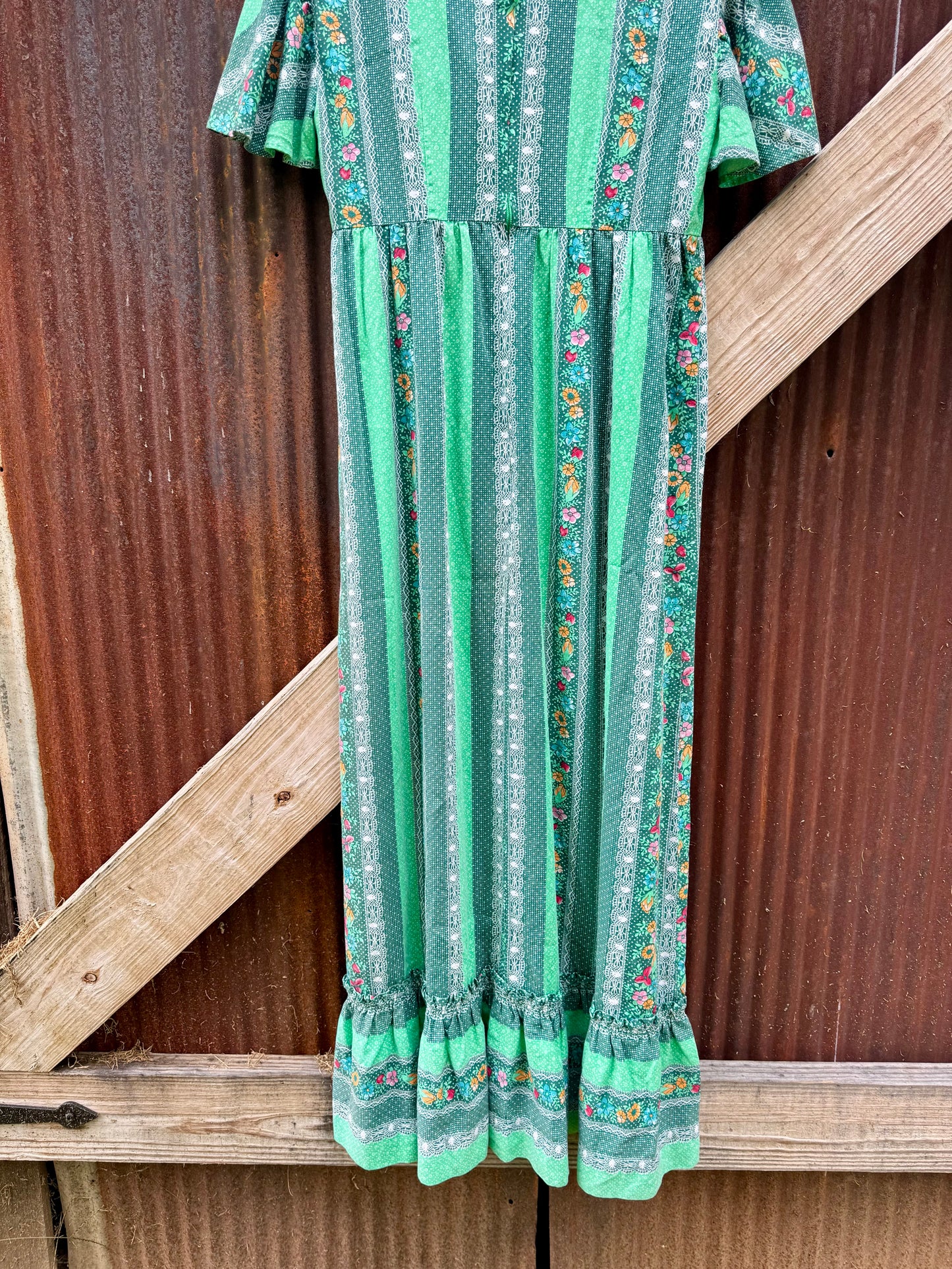 70s Floral Prairie Dress