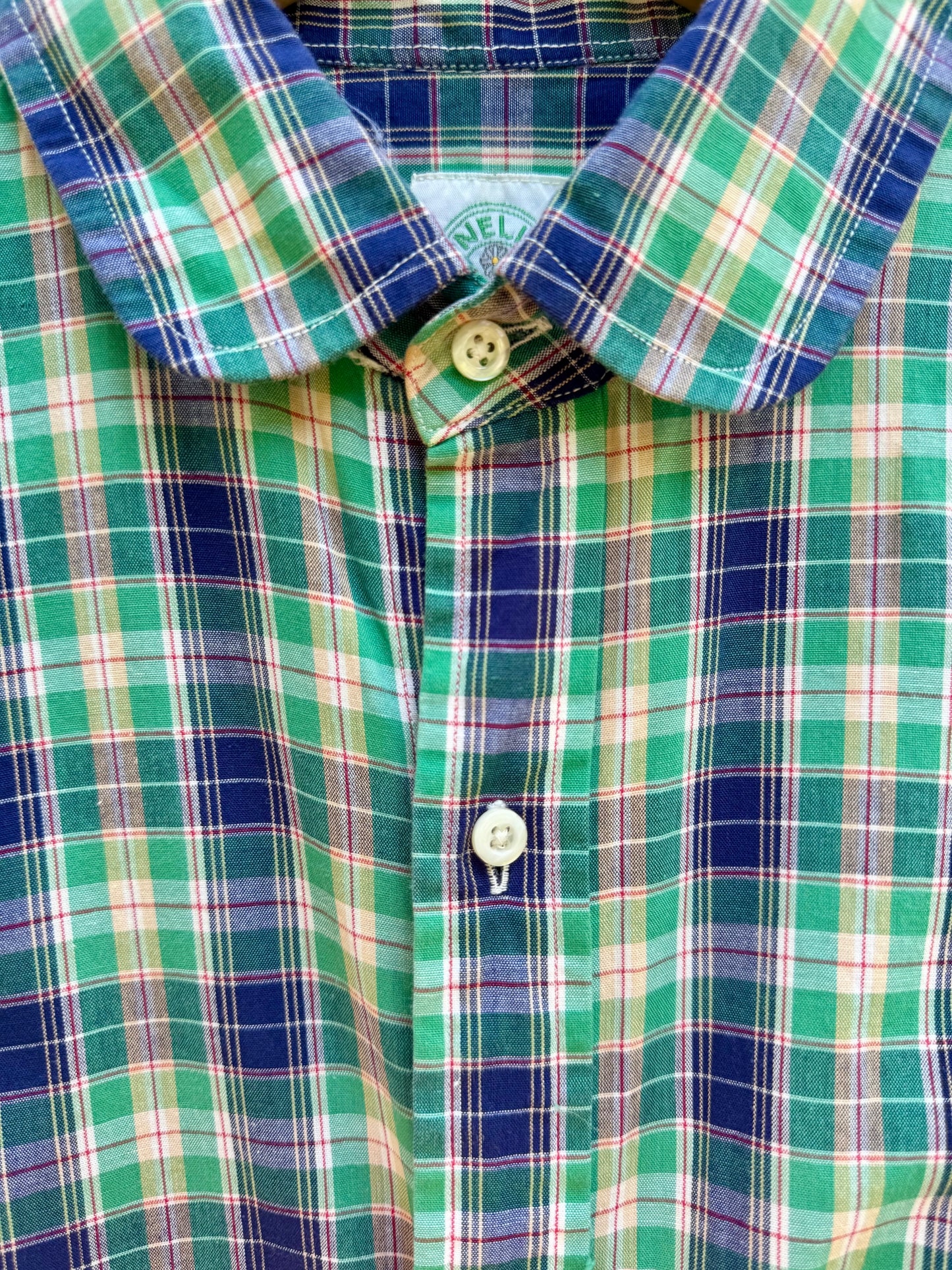 80s Cotton Plaid Top