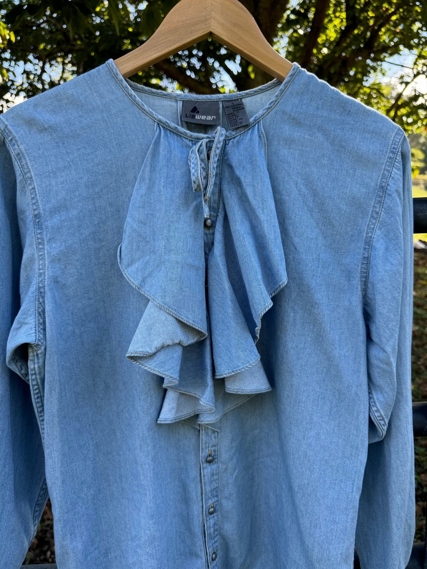90s Denim Ruffle Blouse