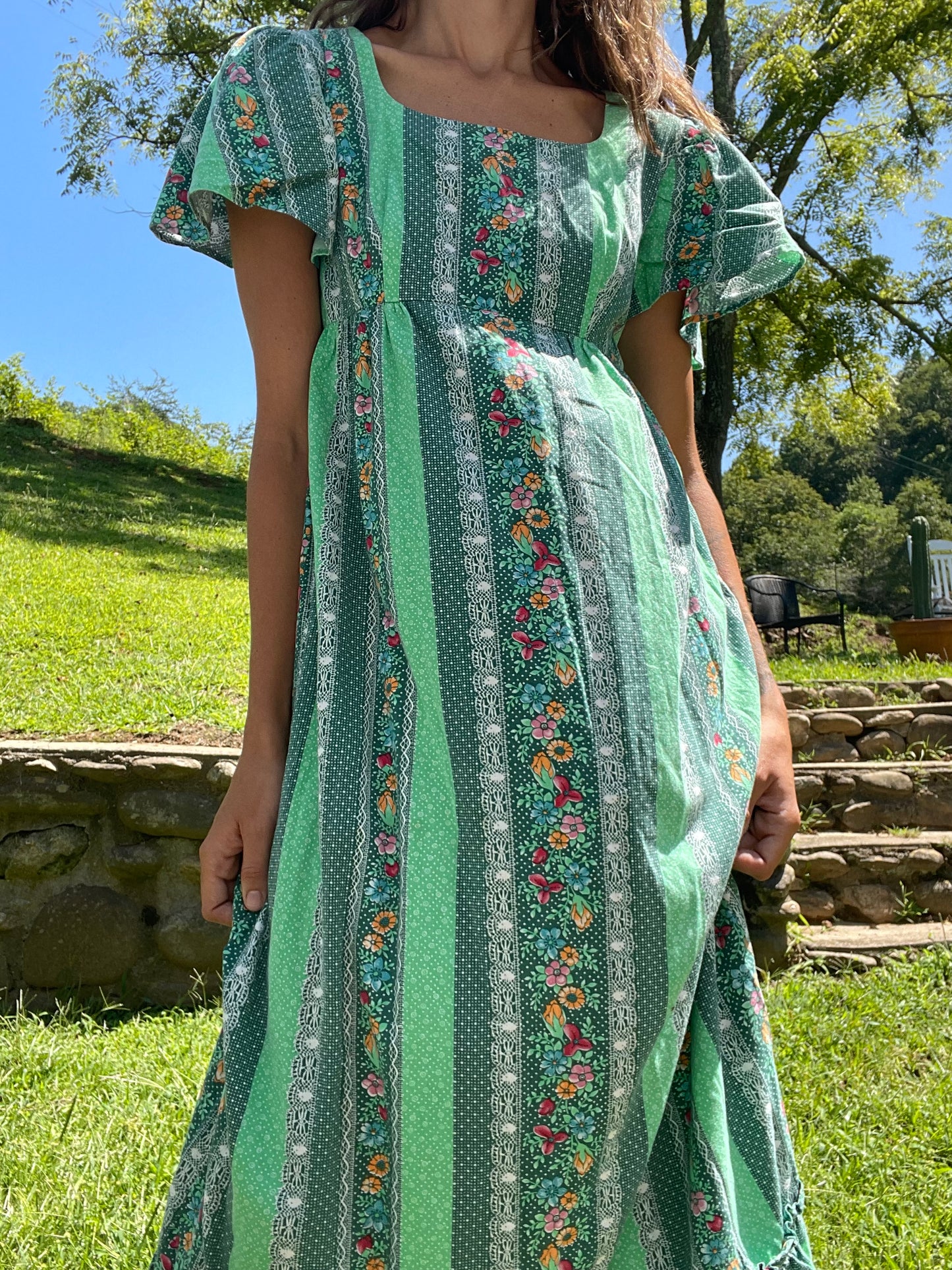 70s Floral Prairie Dress