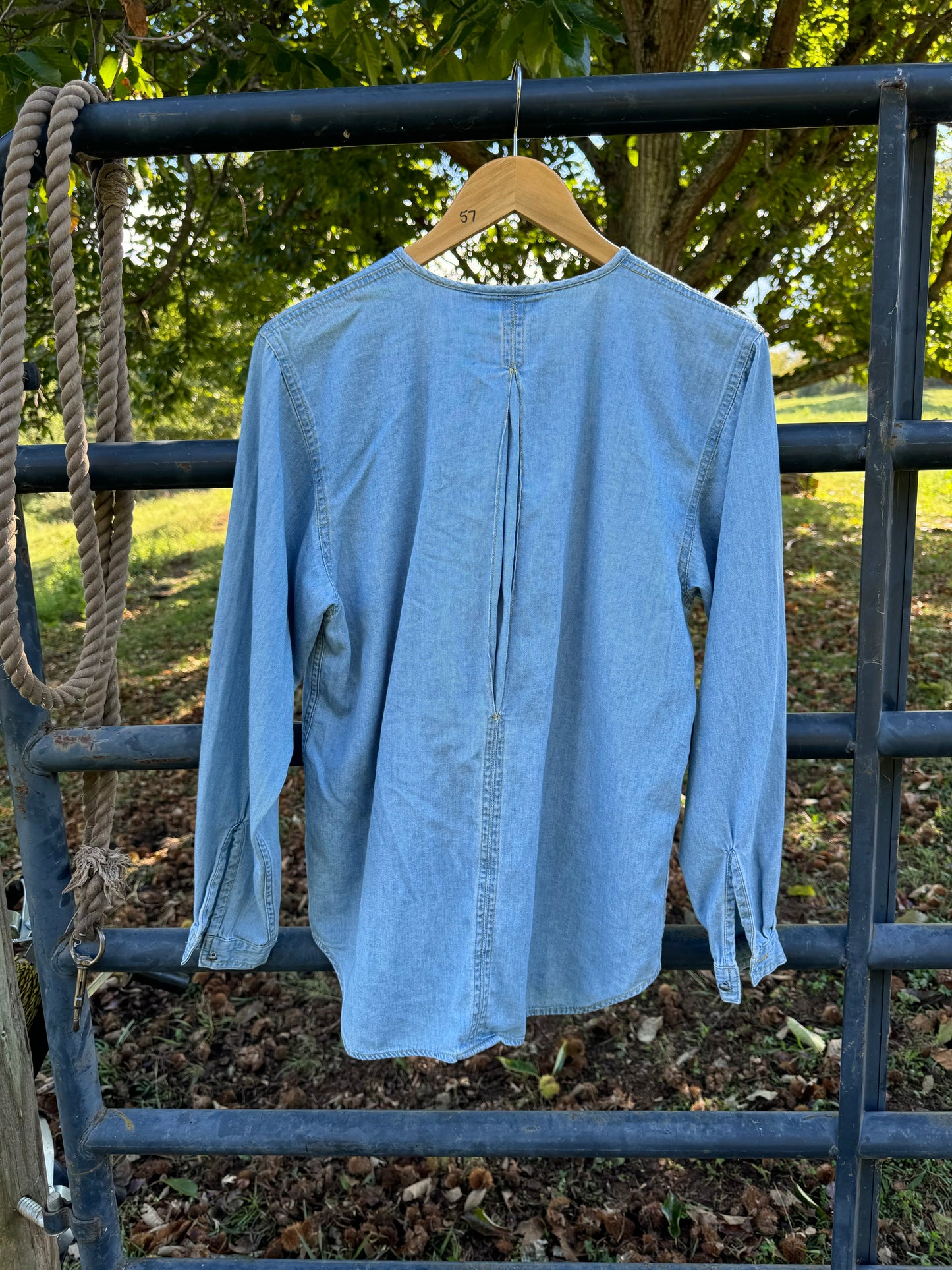 90s Denim Ruffle Blouse