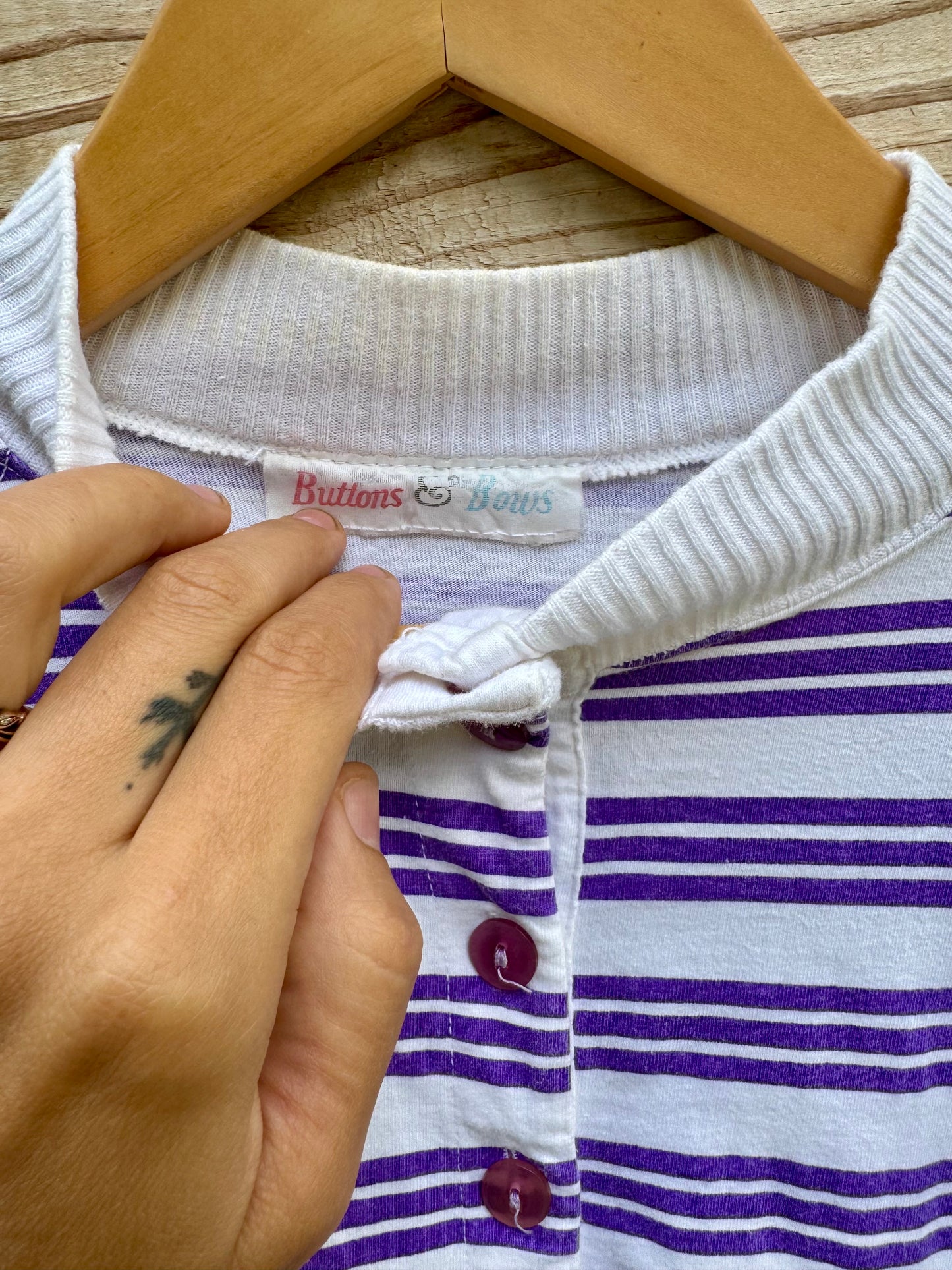 90s Cotton & Bows Striped Shirt