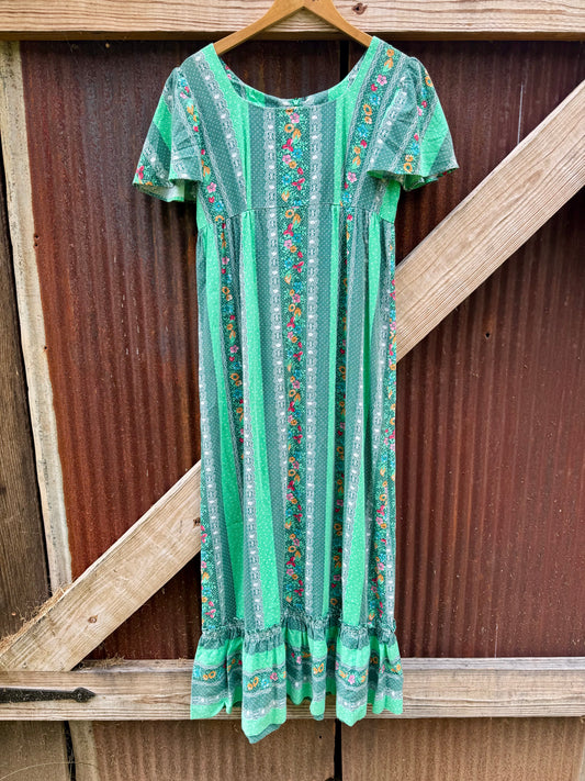 70s Floral Prairie Dress