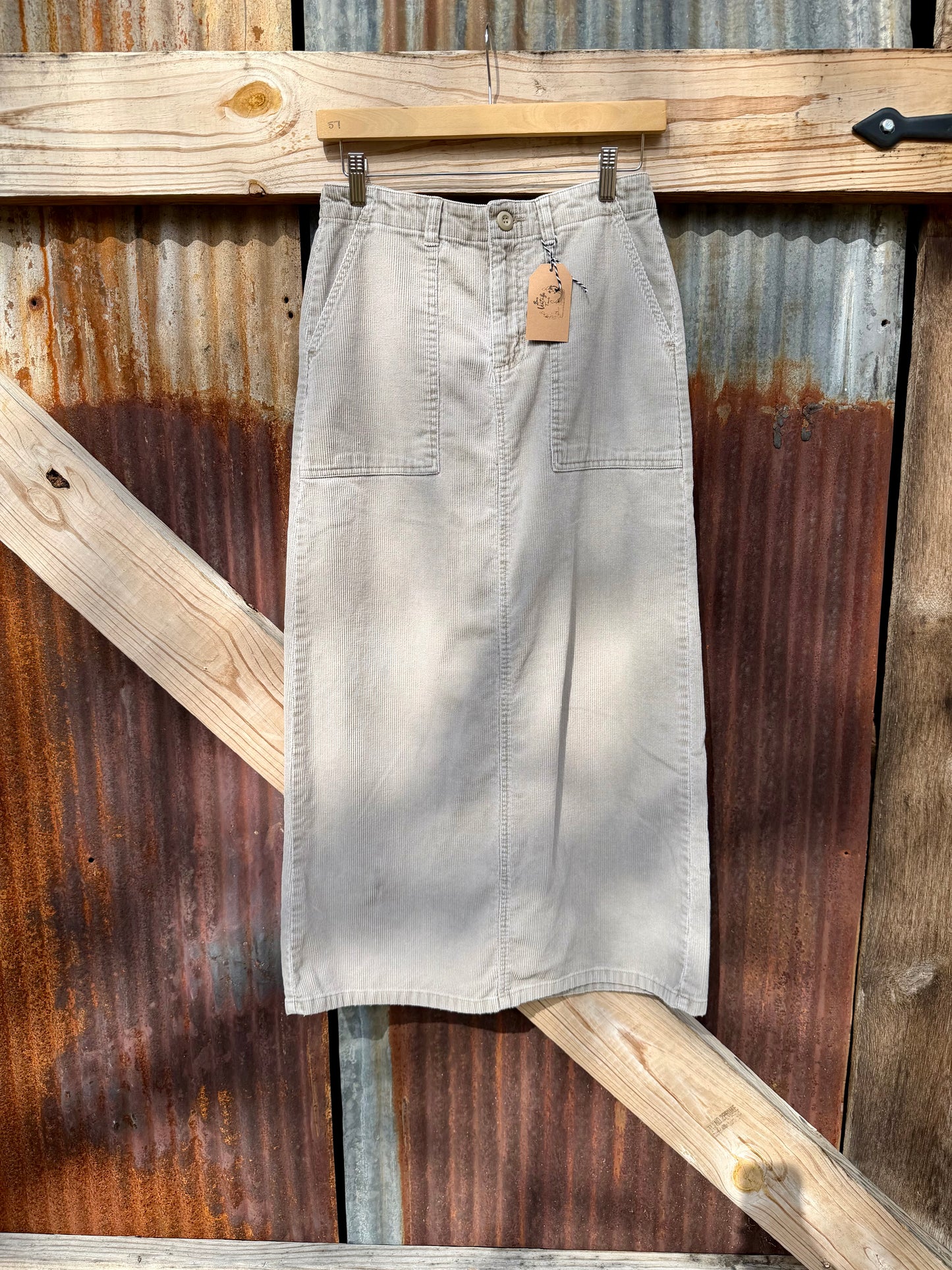 Khaki Corduroy Skirt