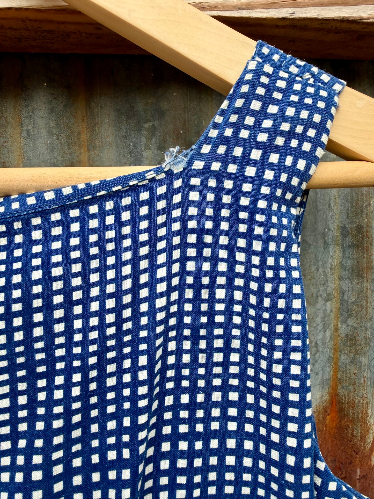 60s Handmade Blue Gingham Dress
