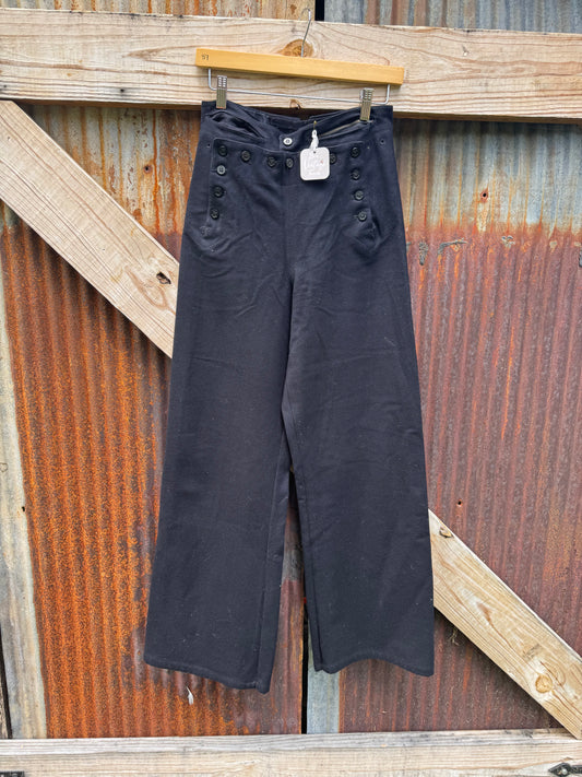 1940s Wool Cracker Jack Sailor Pants, Black