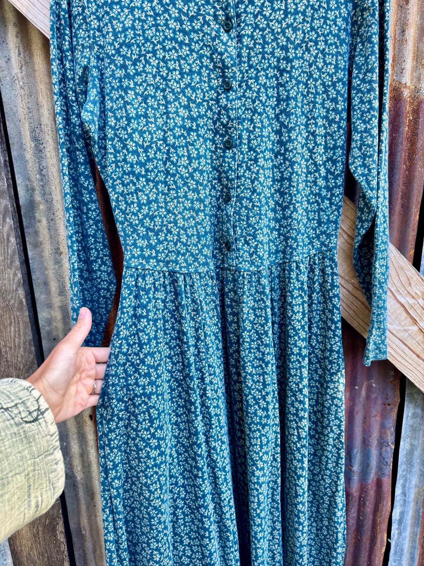 LL Bean Vintage Floral Cotton Maxi Dress