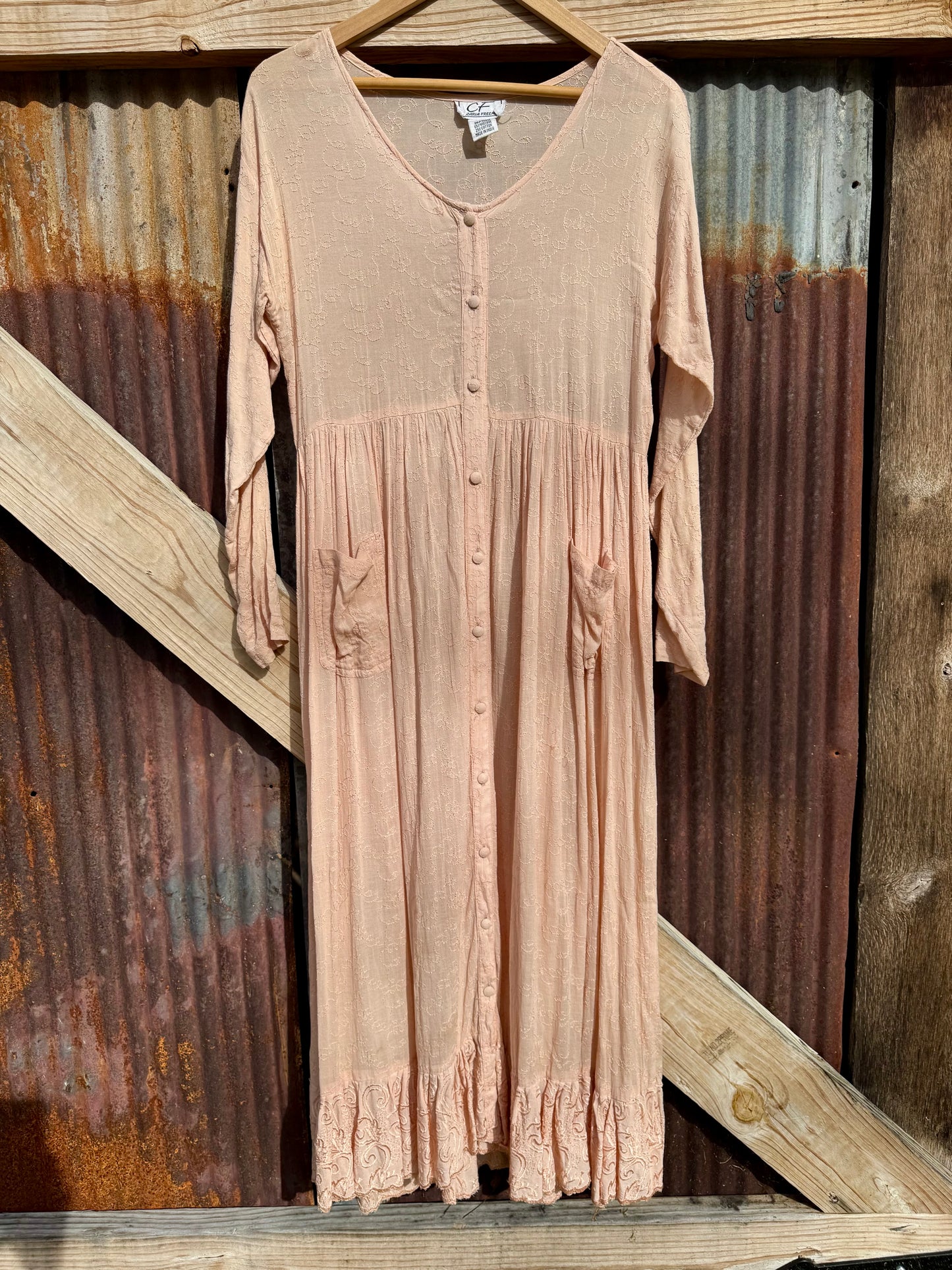 Champagne Pink Embroidered Maxi