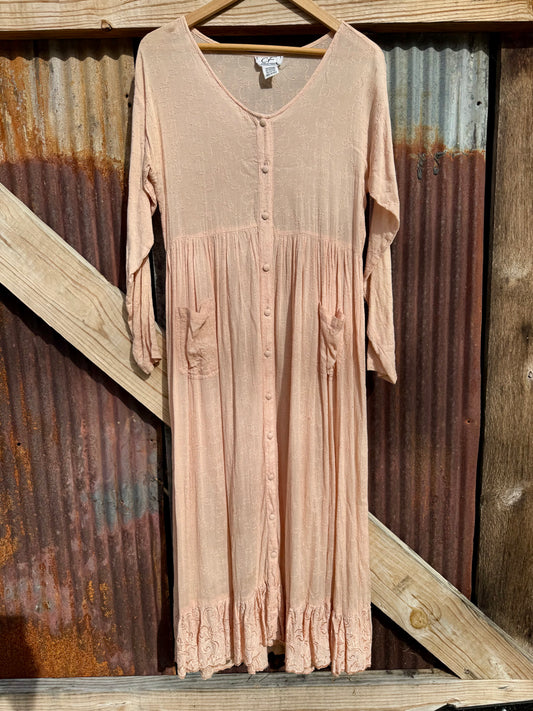 Champagne Pink Embroidered Maxi