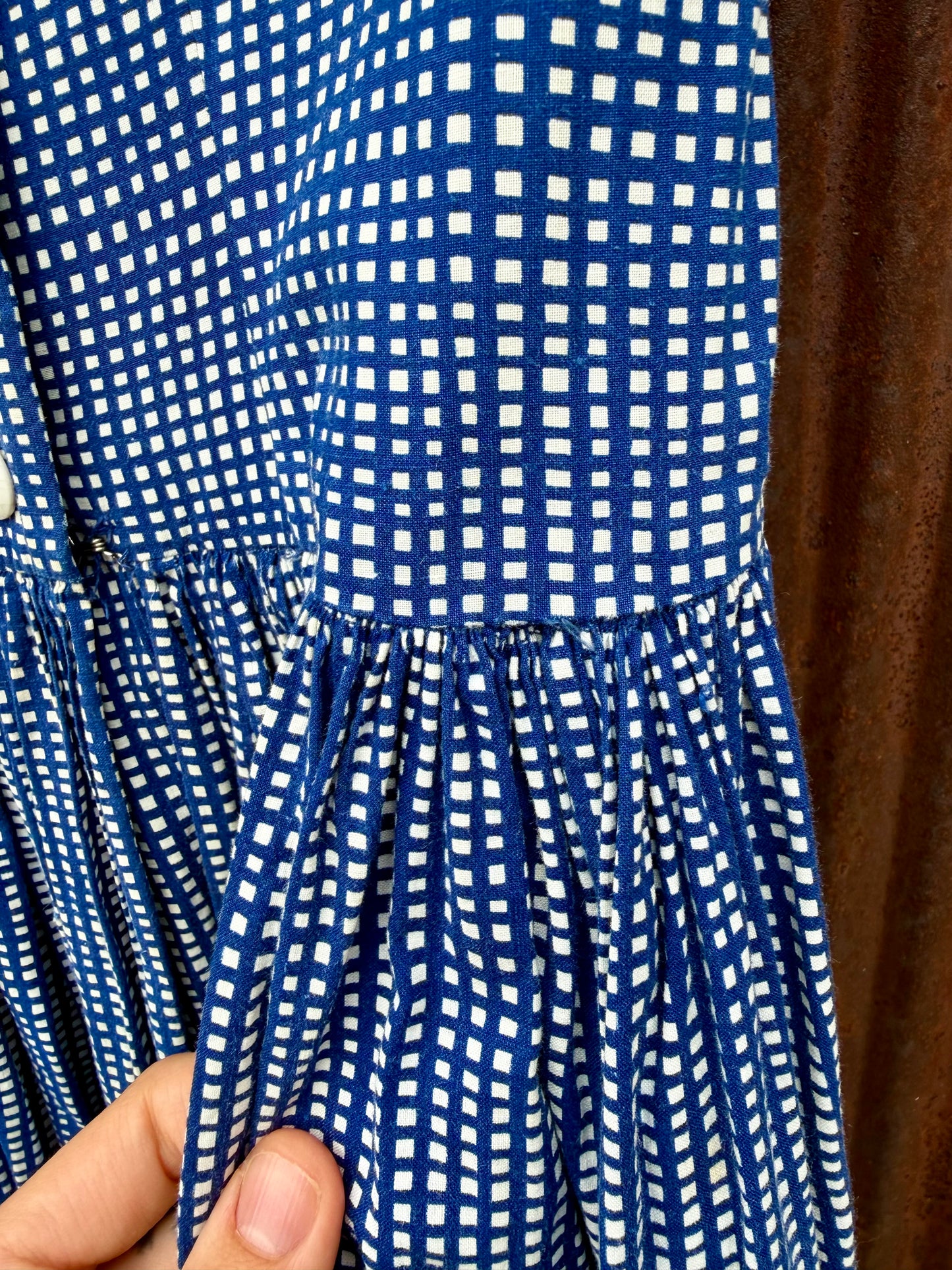 60s Handmade Blue Gingham Dress