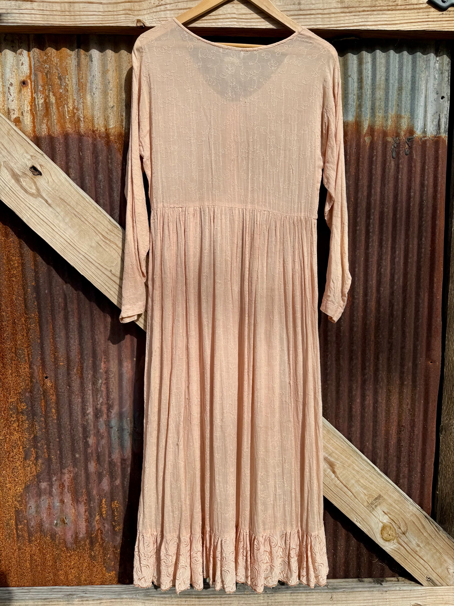 Champagne Pink Embroidered Maxi