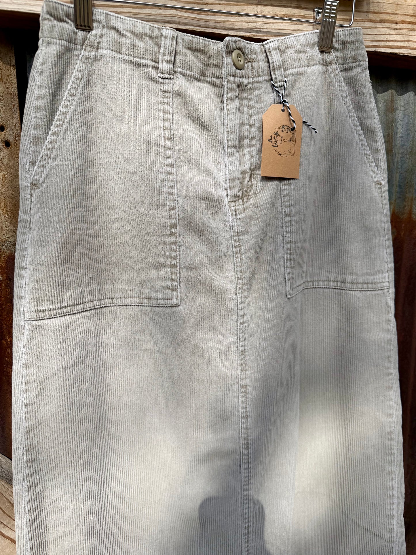 Khaki Corduroy Skirt