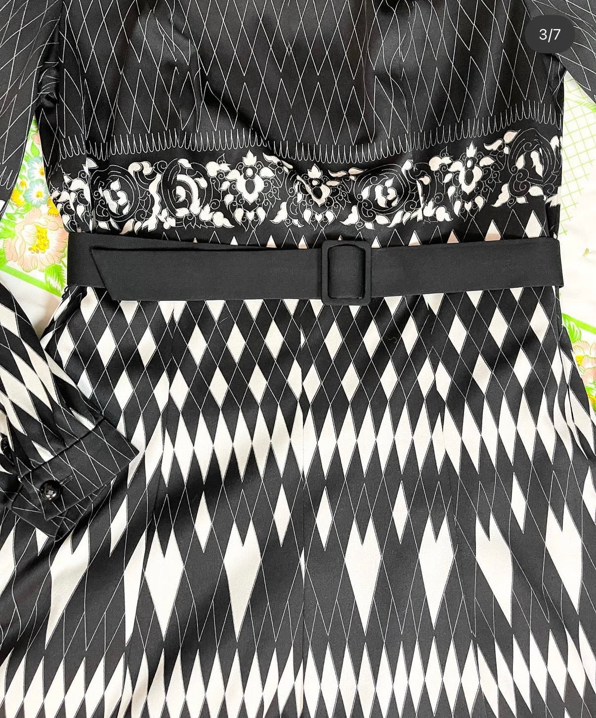 70s Mod Diamond Black & White Dress