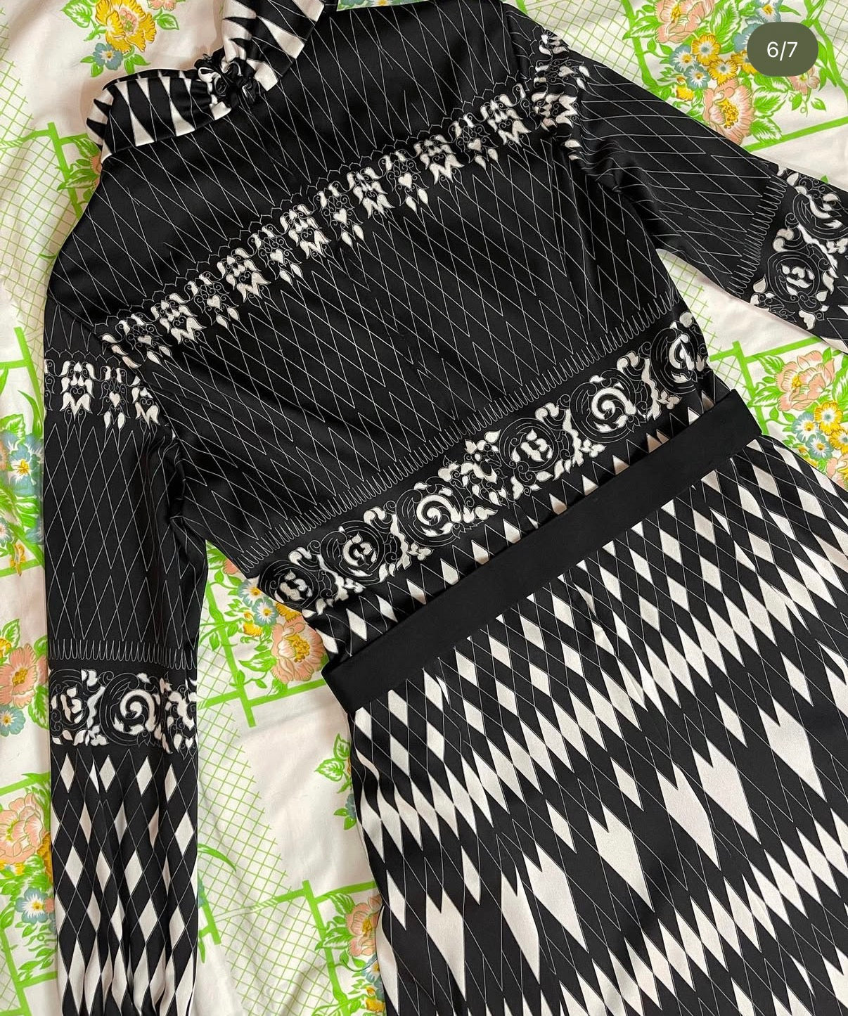 70s Mod Diamond Black & White Dress