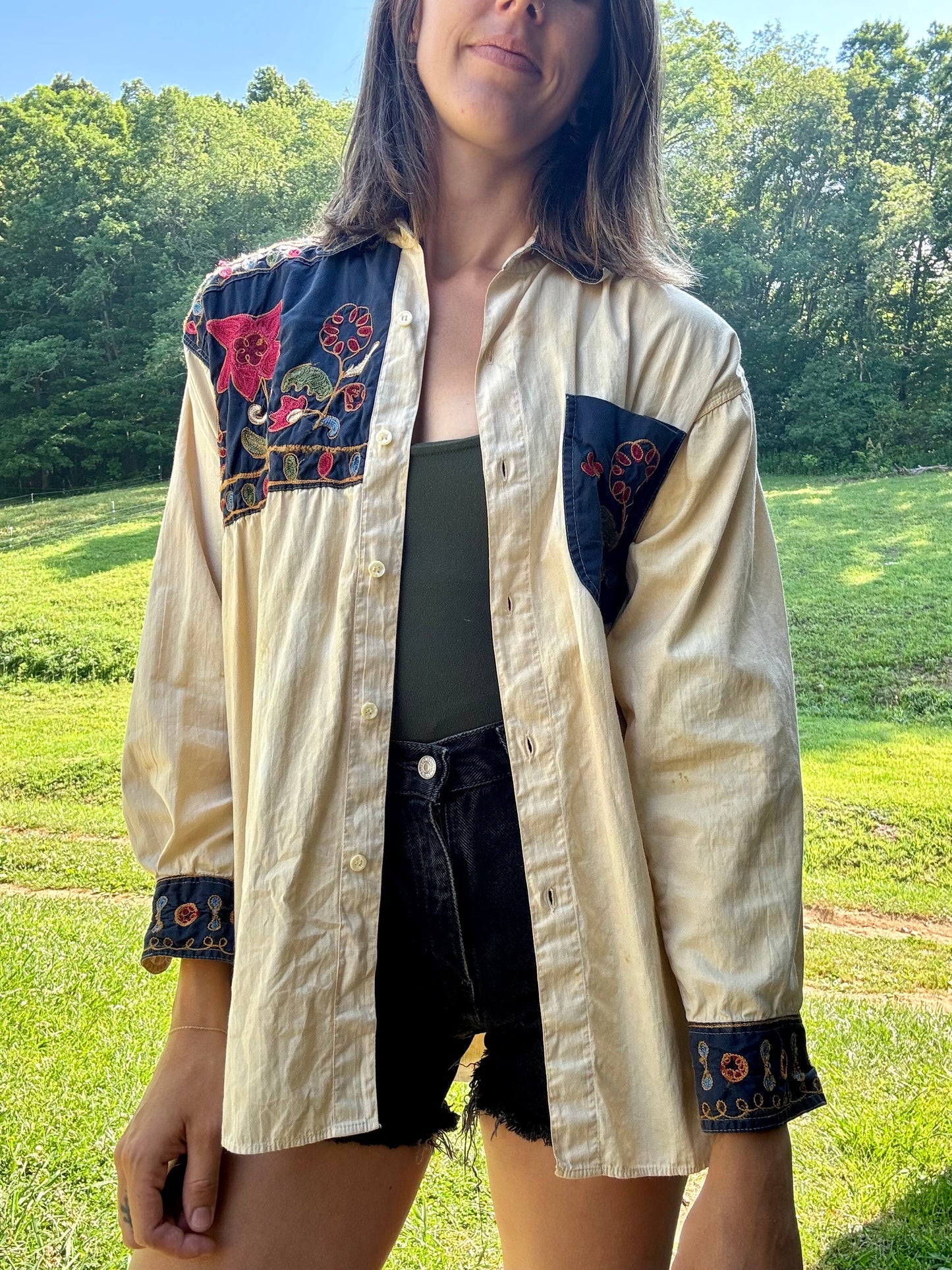 Avocado Dyed Cotton Buttondown